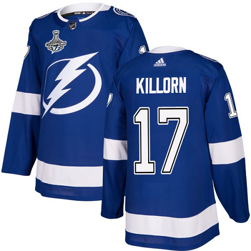 Men Adidas Tampa Bay Lightning #17 Alex Killorn Blue Home Authentic 2020 Stanley Cup Champions Stitched NHL Jersey->tampa bay lightning->NHL Jersey